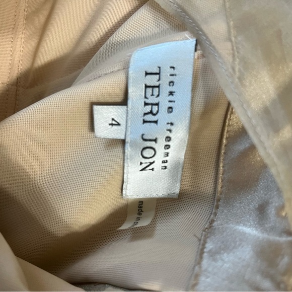 Teri Jon Gold Lace Embellished Neckline Sheath Midi Dress Formal Vintage Gown - Picture 4 of 5